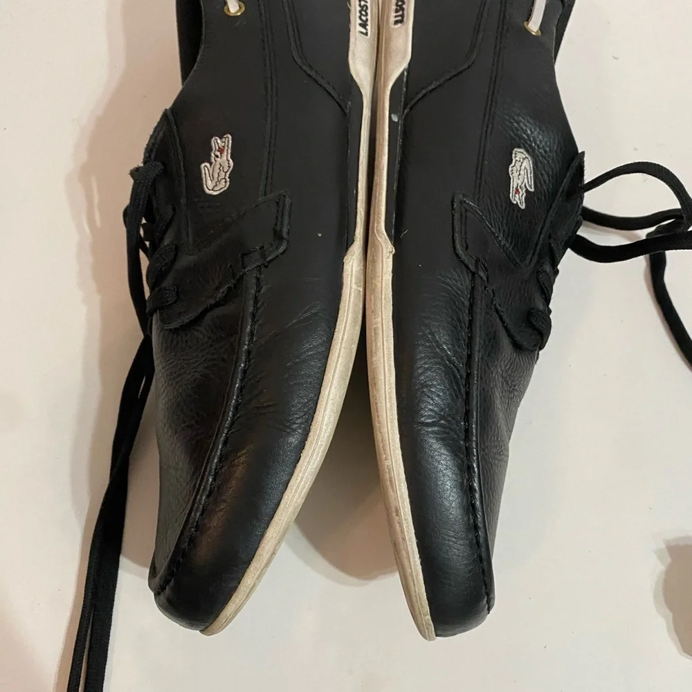 Lacoste Men's Black Leather Shoes Size 12